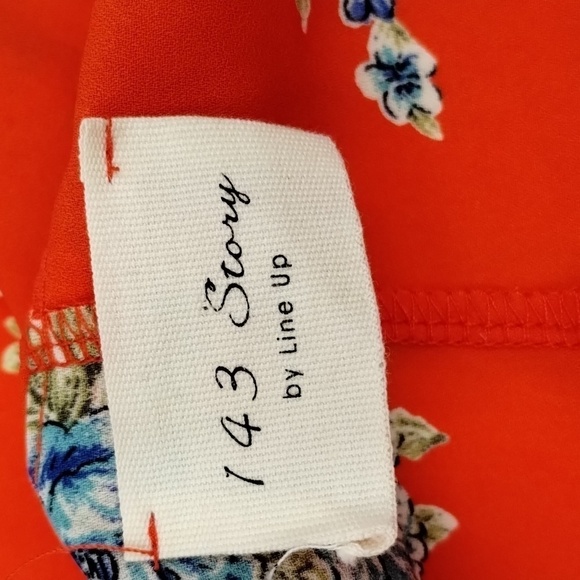 Line Up 143 Story Mini Floral Dress Red Blue Size Large - Picture 8 of 9